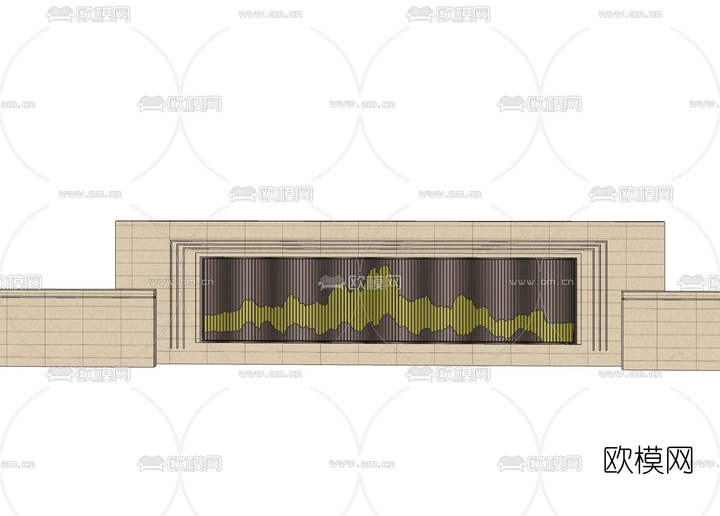 欧式景观墙免费su模型下载