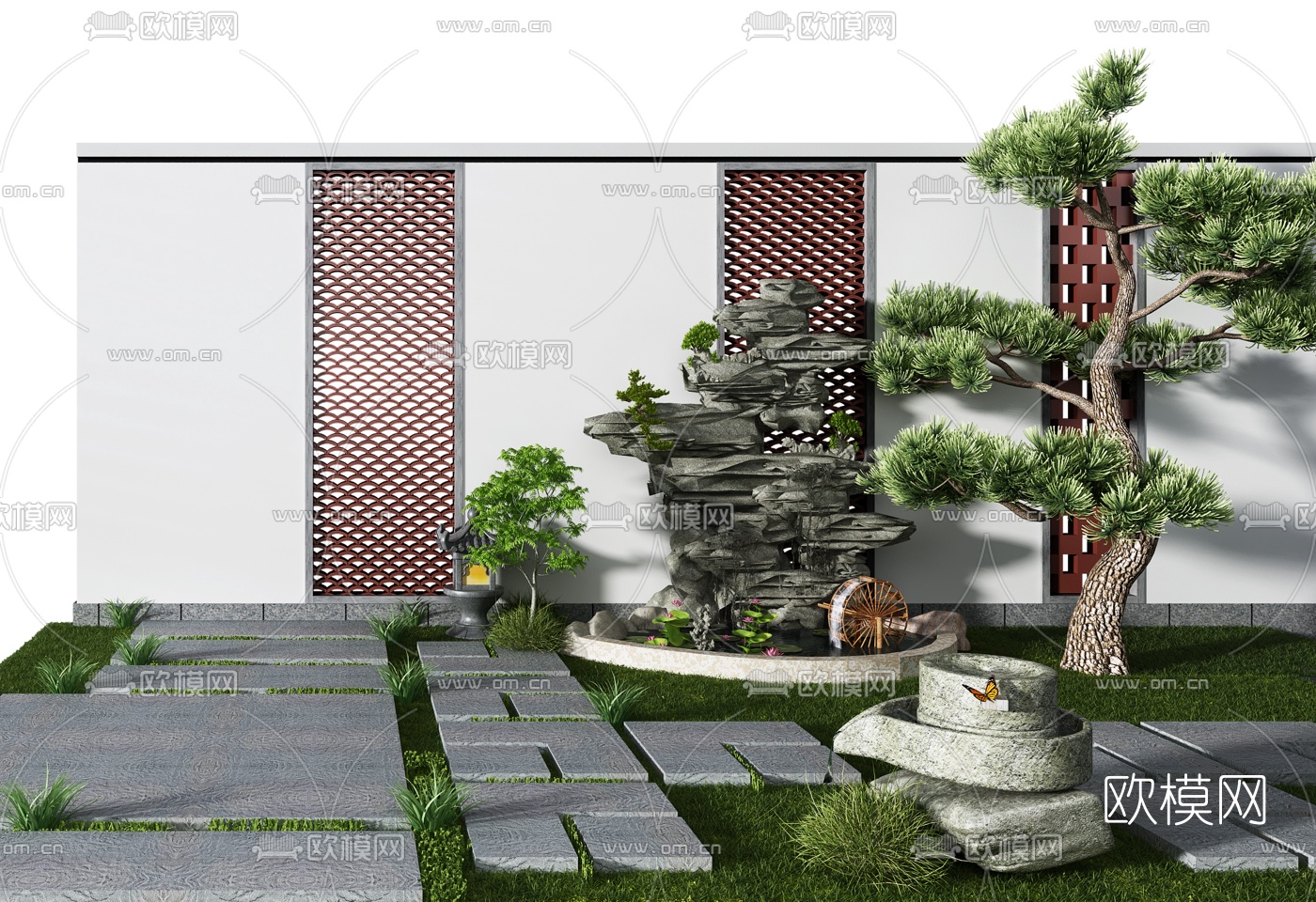 新中式园林景观小品3d模型