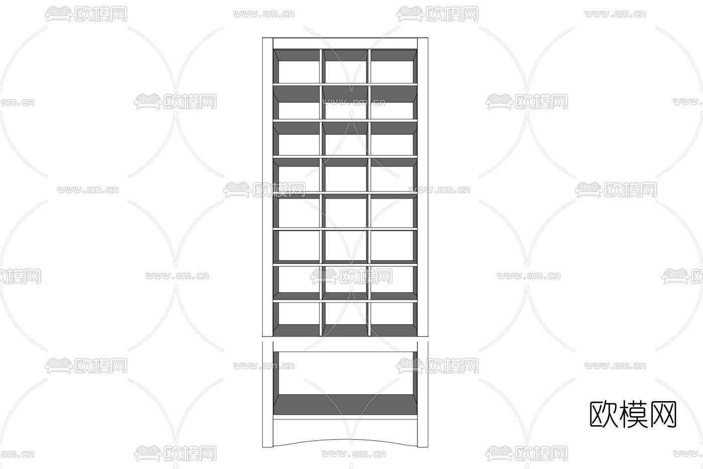 现代实木装饰架免费su模型下载