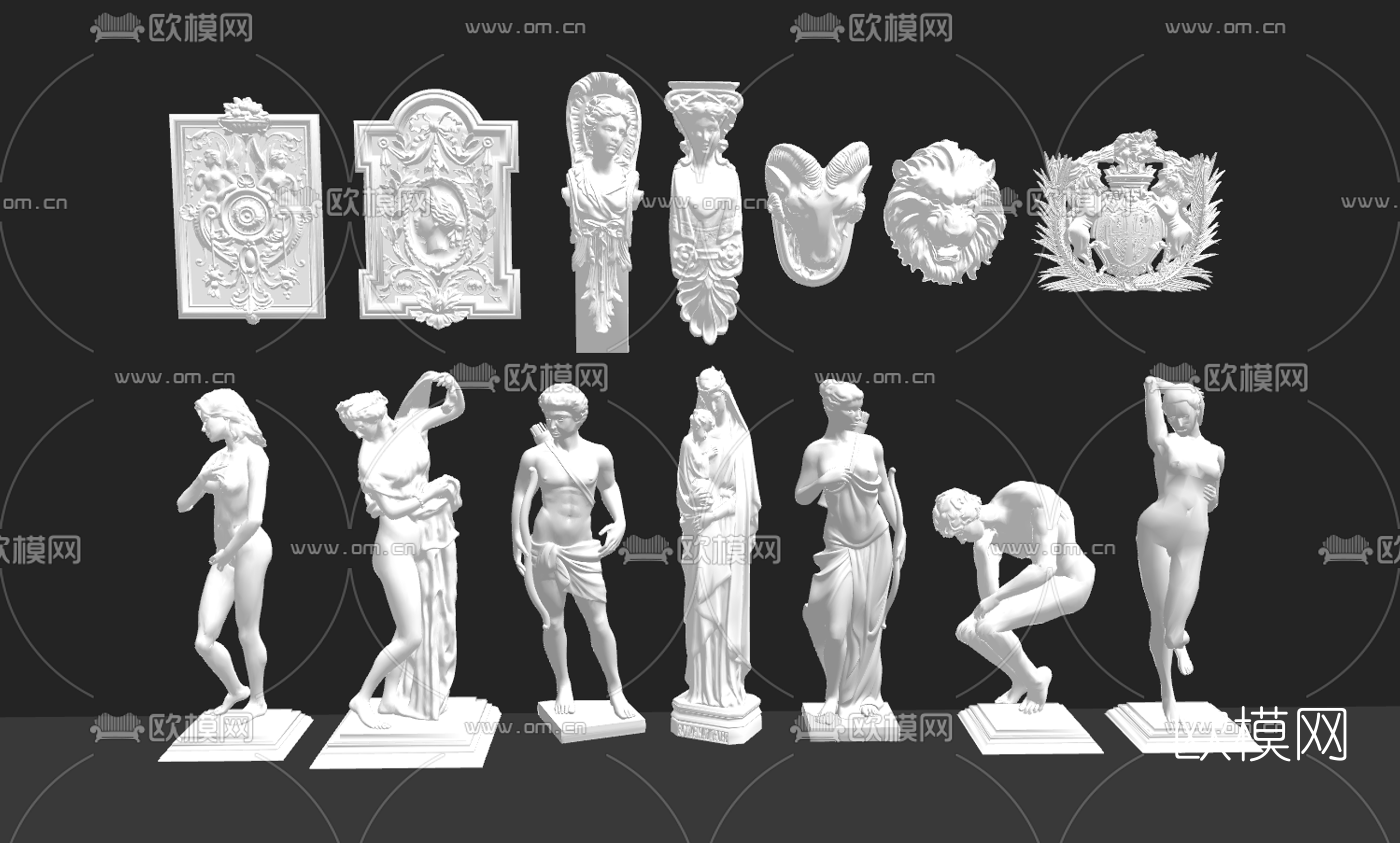 欧式人物雕塑su模型下载（渲染图1）