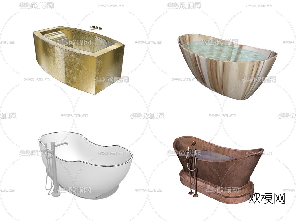 现代轻奢浴缸su模型下载
