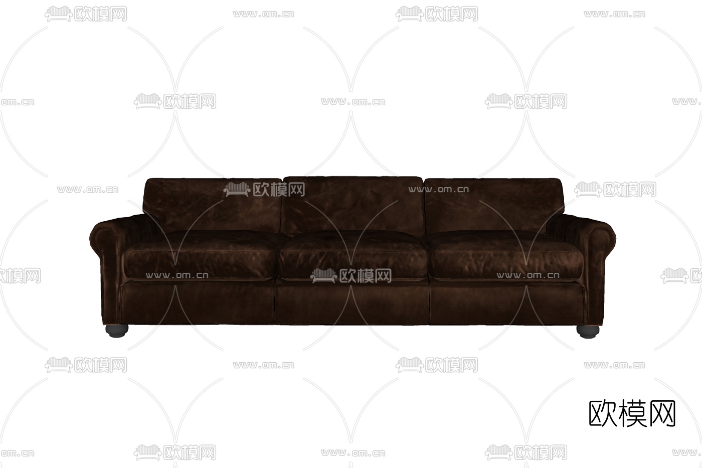 现代皮革多人沙发免费su模型下载