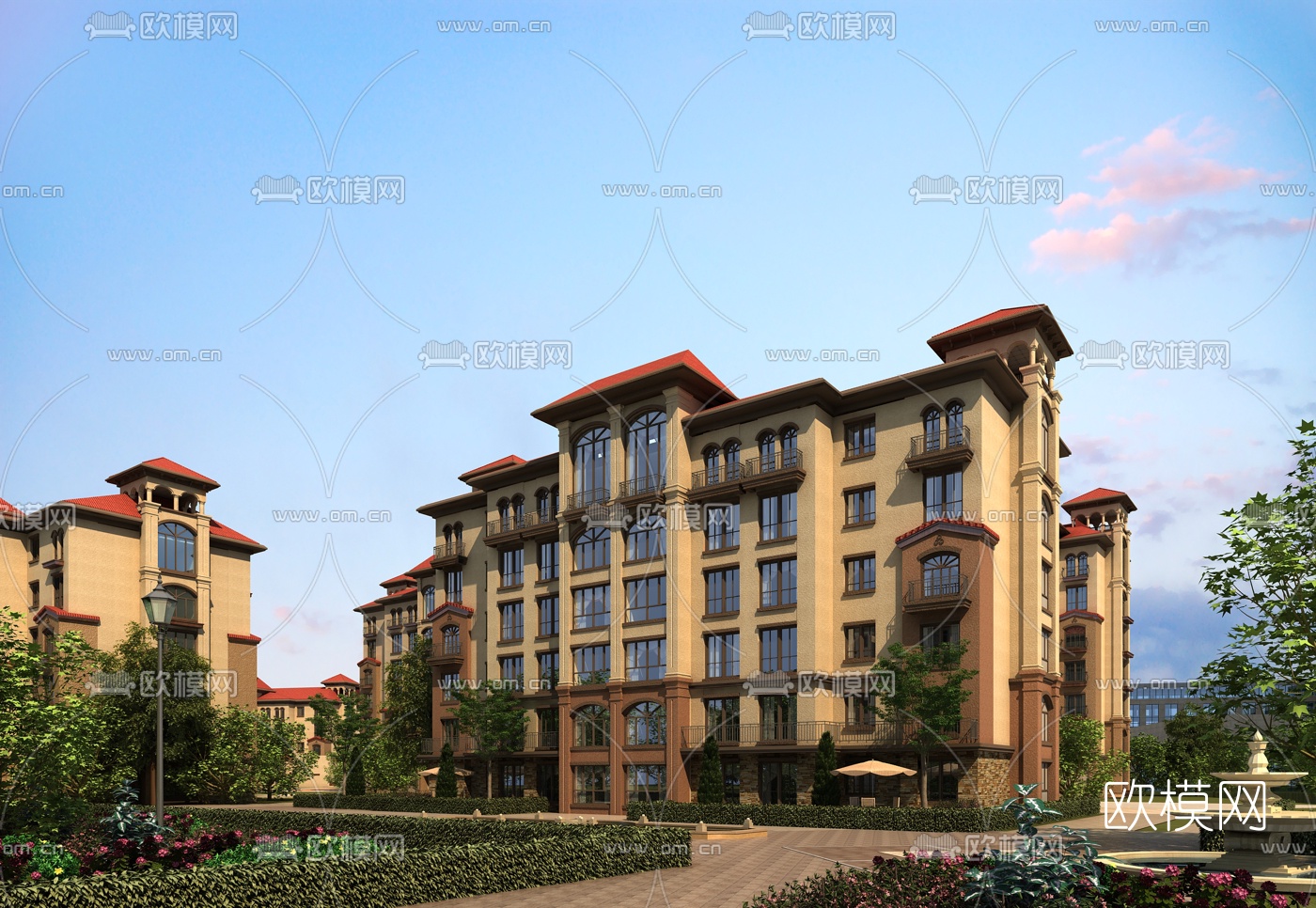 简欧住宅小区建筑外观3d模型