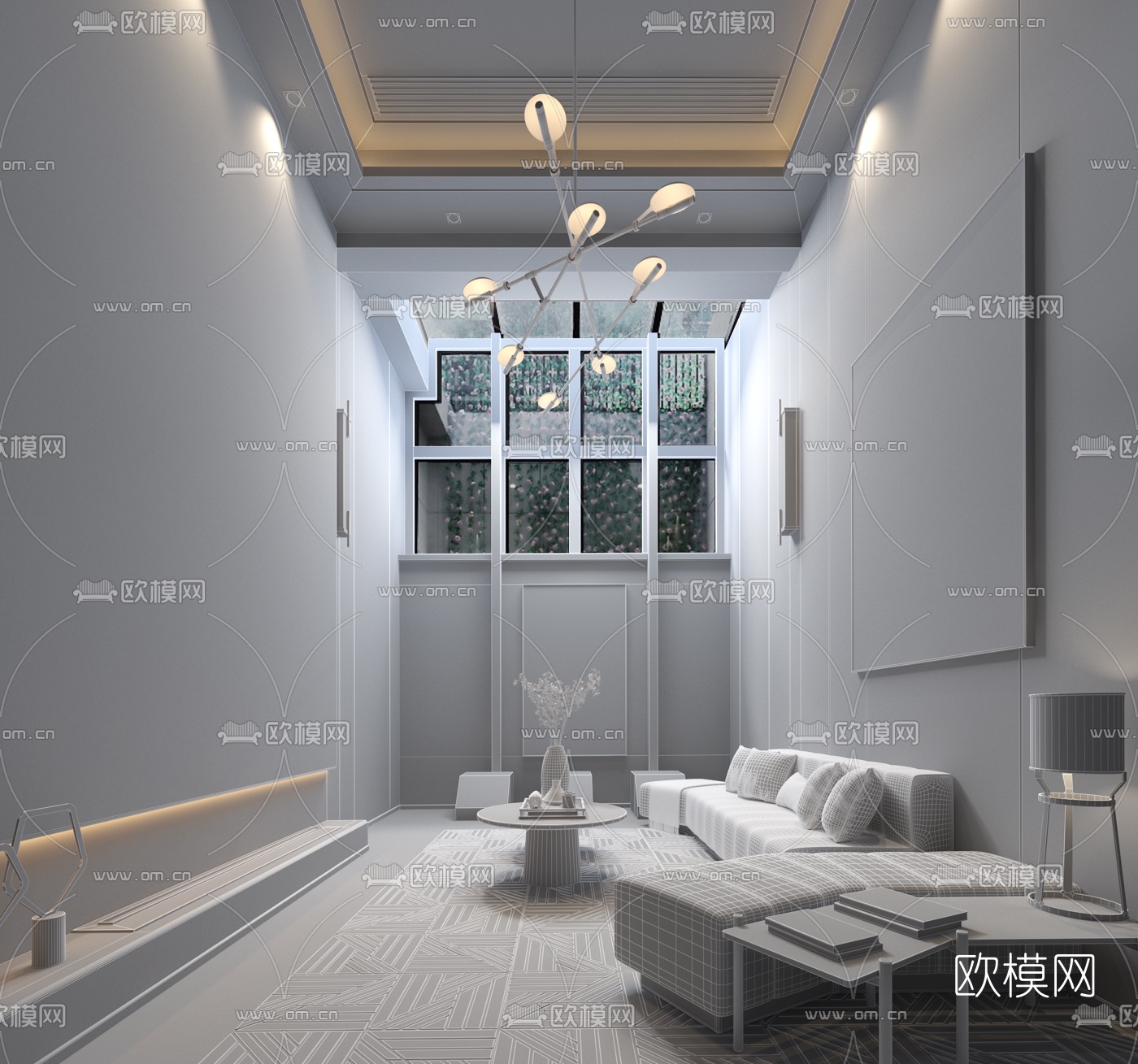 点石亚洲设计 新中式地下室会客区3d模型
