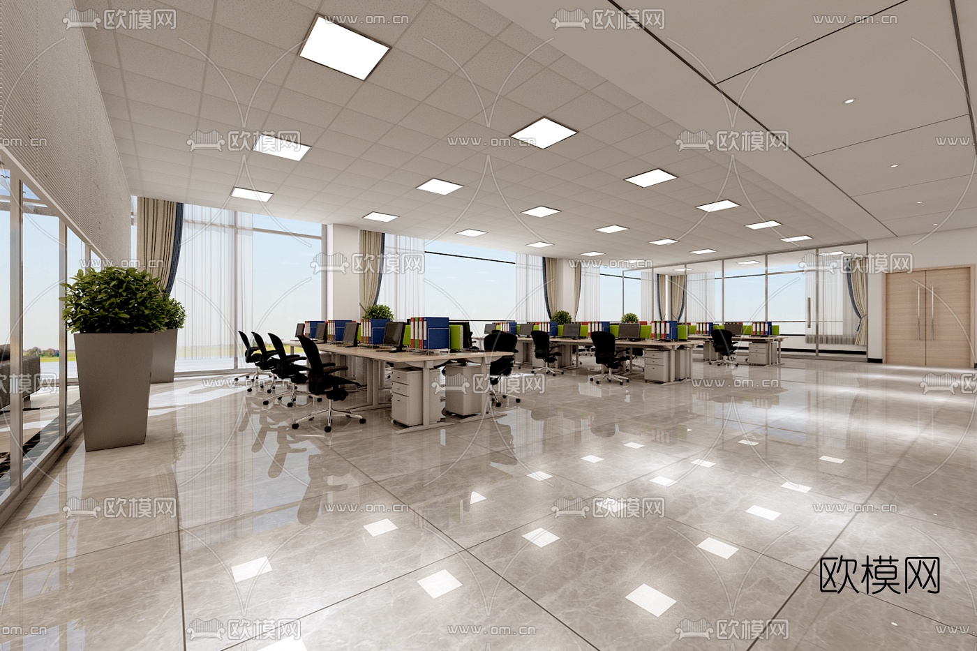 现代办公室免费3d模型下载（渲染图7）