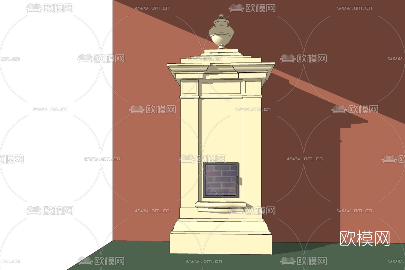 欧式石膏壁炉免费su模型下载