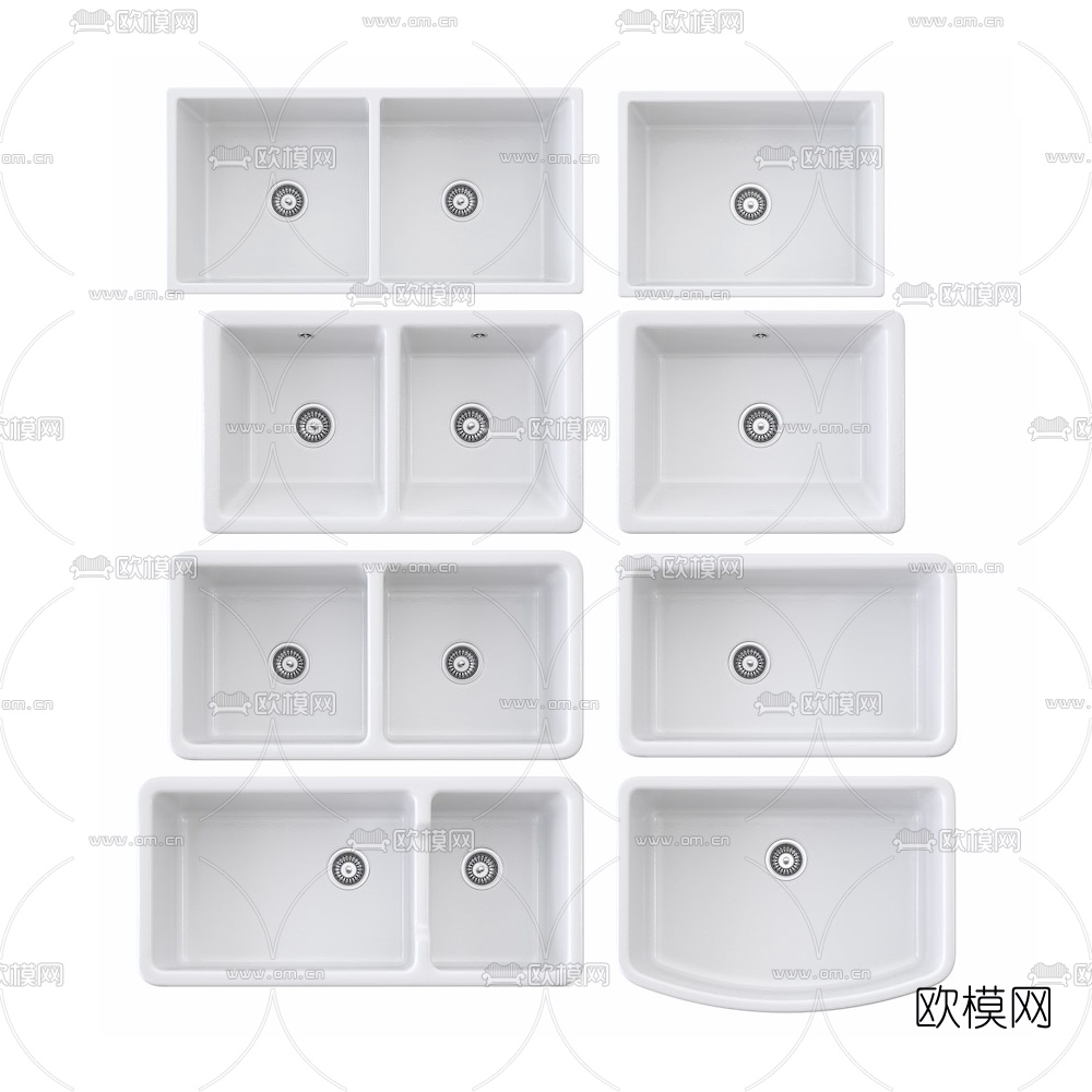 现代不锈钢水槽免费3d模型下载
