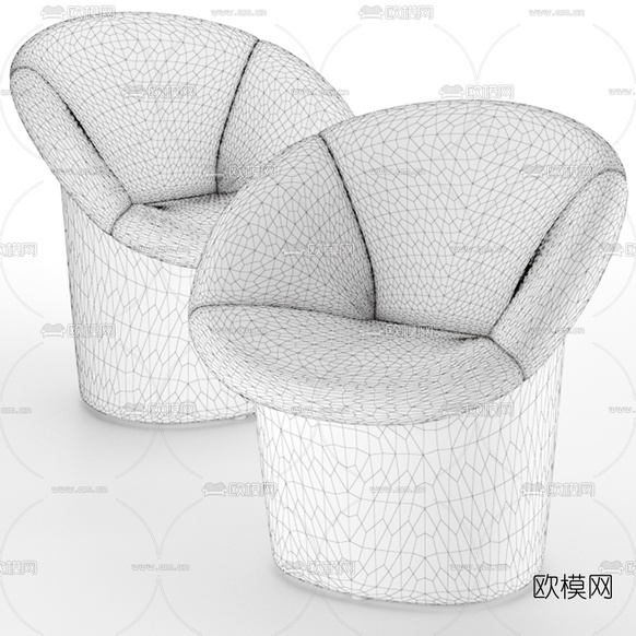 现代皮革休闲沙发免费3d模型下载(渲染图2)