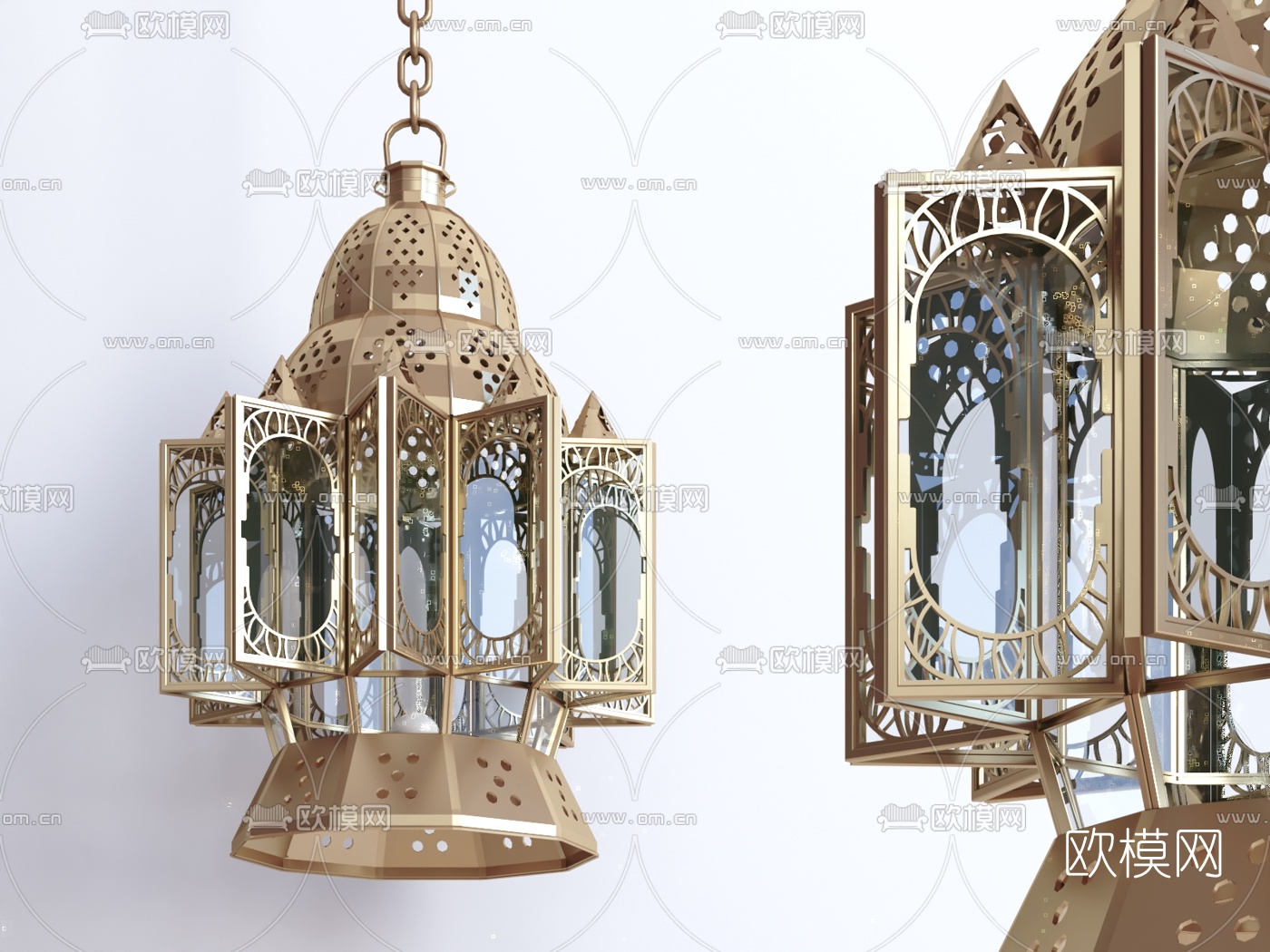 东南亚金属吊灯3d模型下载