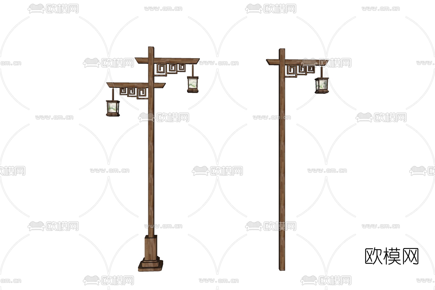 新中式路灯免费su模型下载