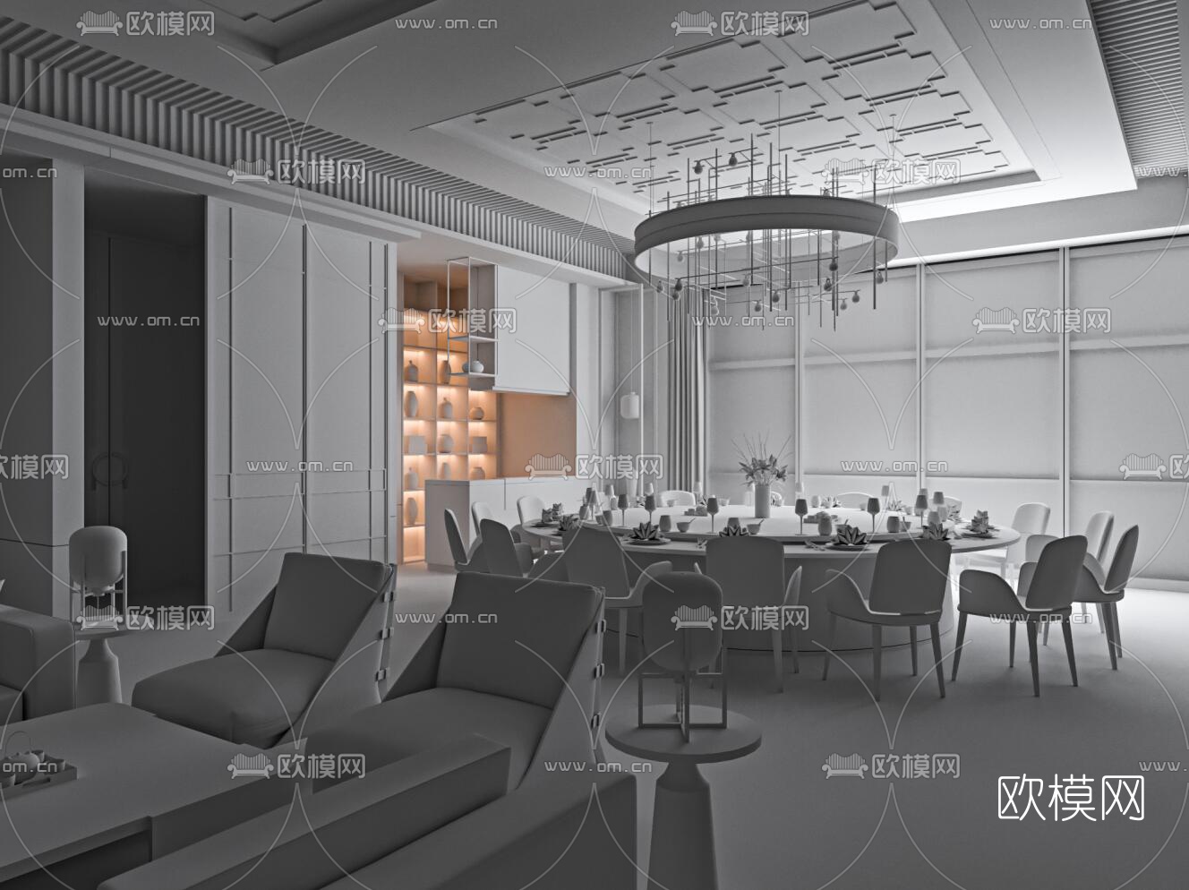 PLD刘波设计 张家港万豪酒店餐厅包间3d模型