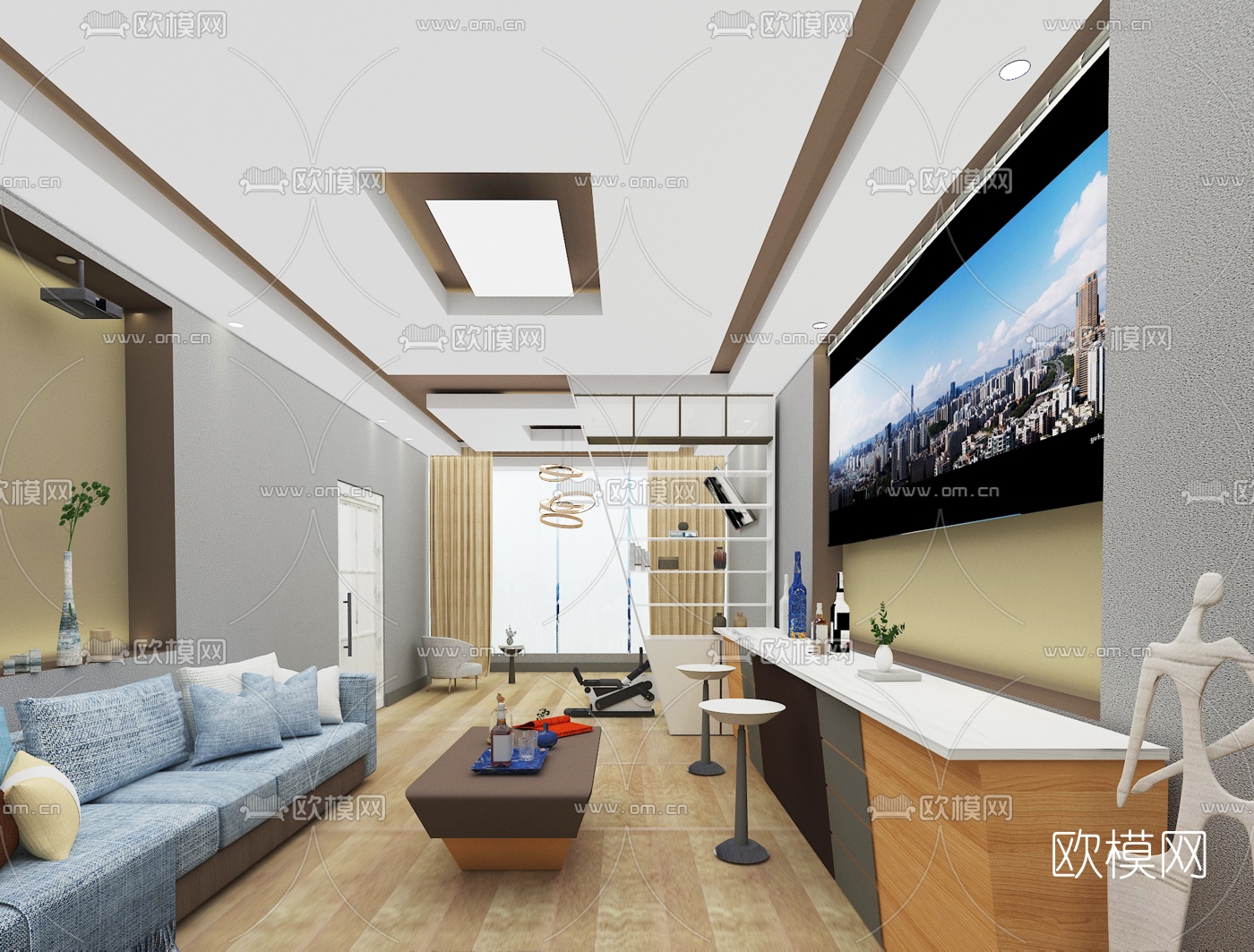 现代健身活动室免费3d模型下载