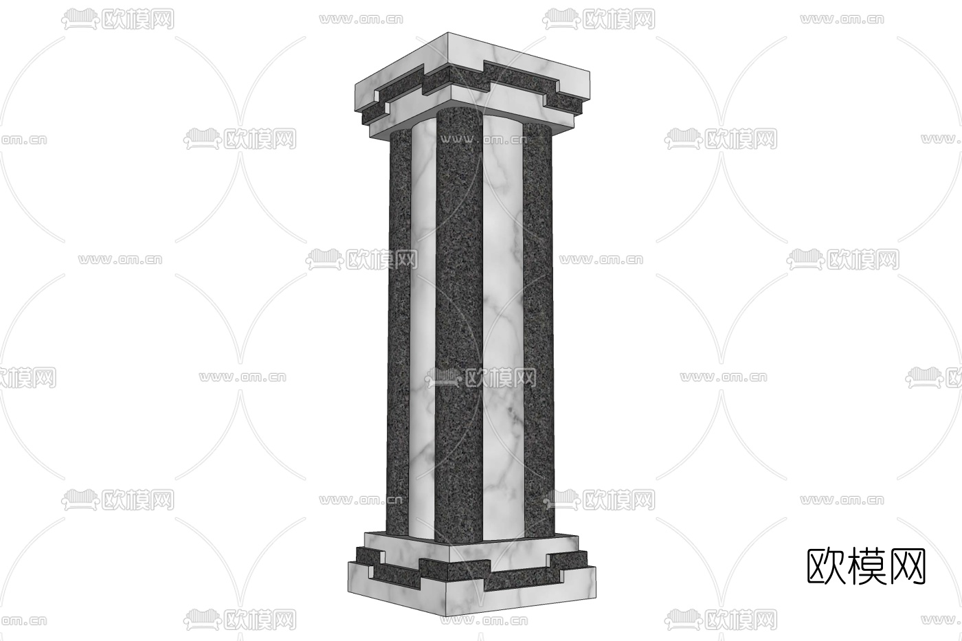 新中式石柱免费su模型下载