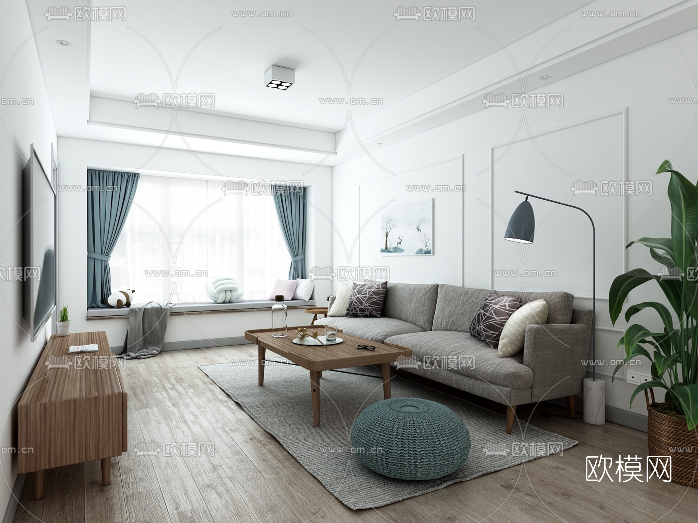 北欧客厅3d模型下载（渲染图2）