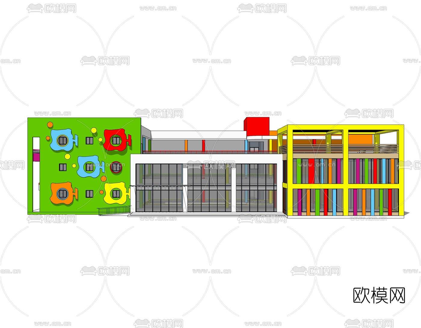 现代幼儿园免费su模型下载（渲染图2）