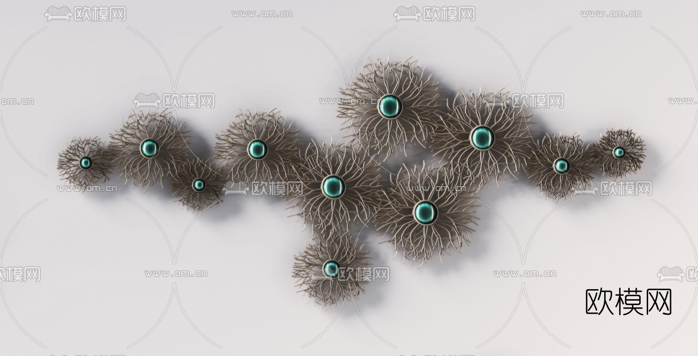 现代金属墙饰挂件3d模型下载（渲染图3）