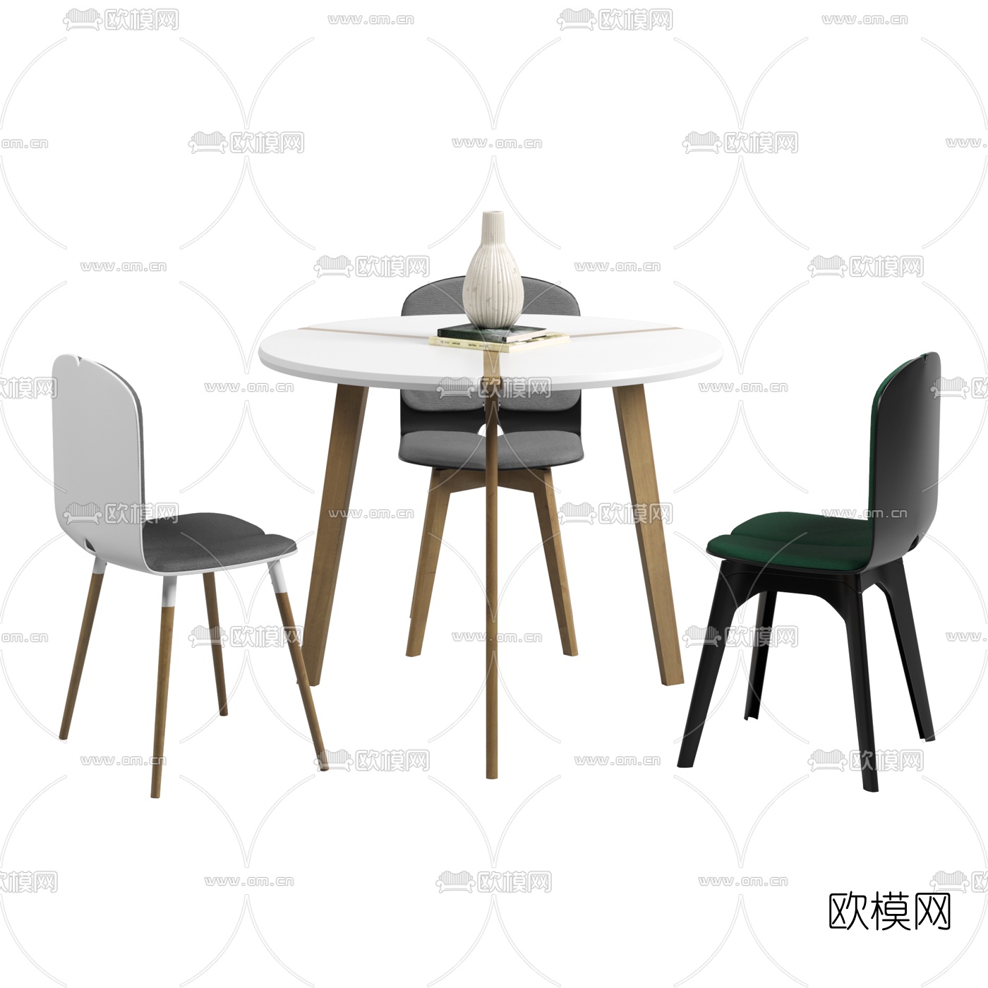 现代圆形休闲桌椅3d模型下载