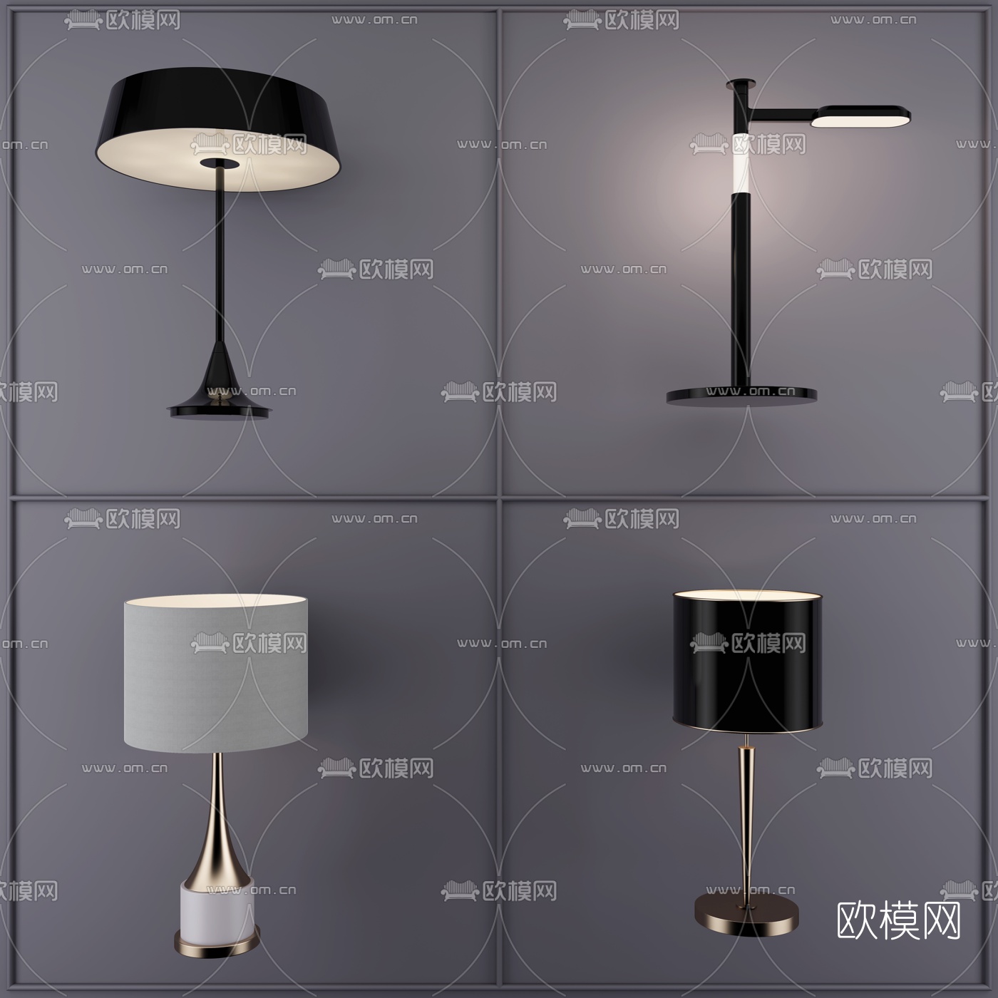 现代金属台灯3d模型-免费3dmax模型库-欧模网