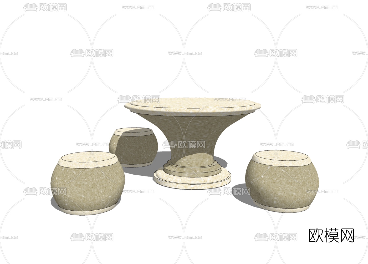 欧式圆形休闲桌椅免费su模型下载