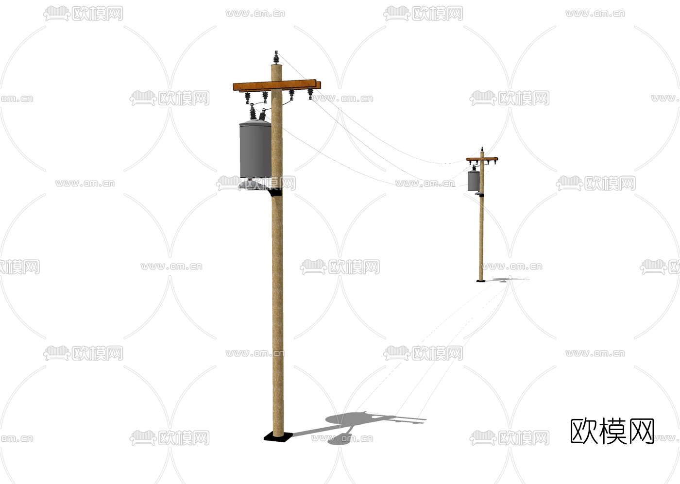 现代电线杆免费su模型下载