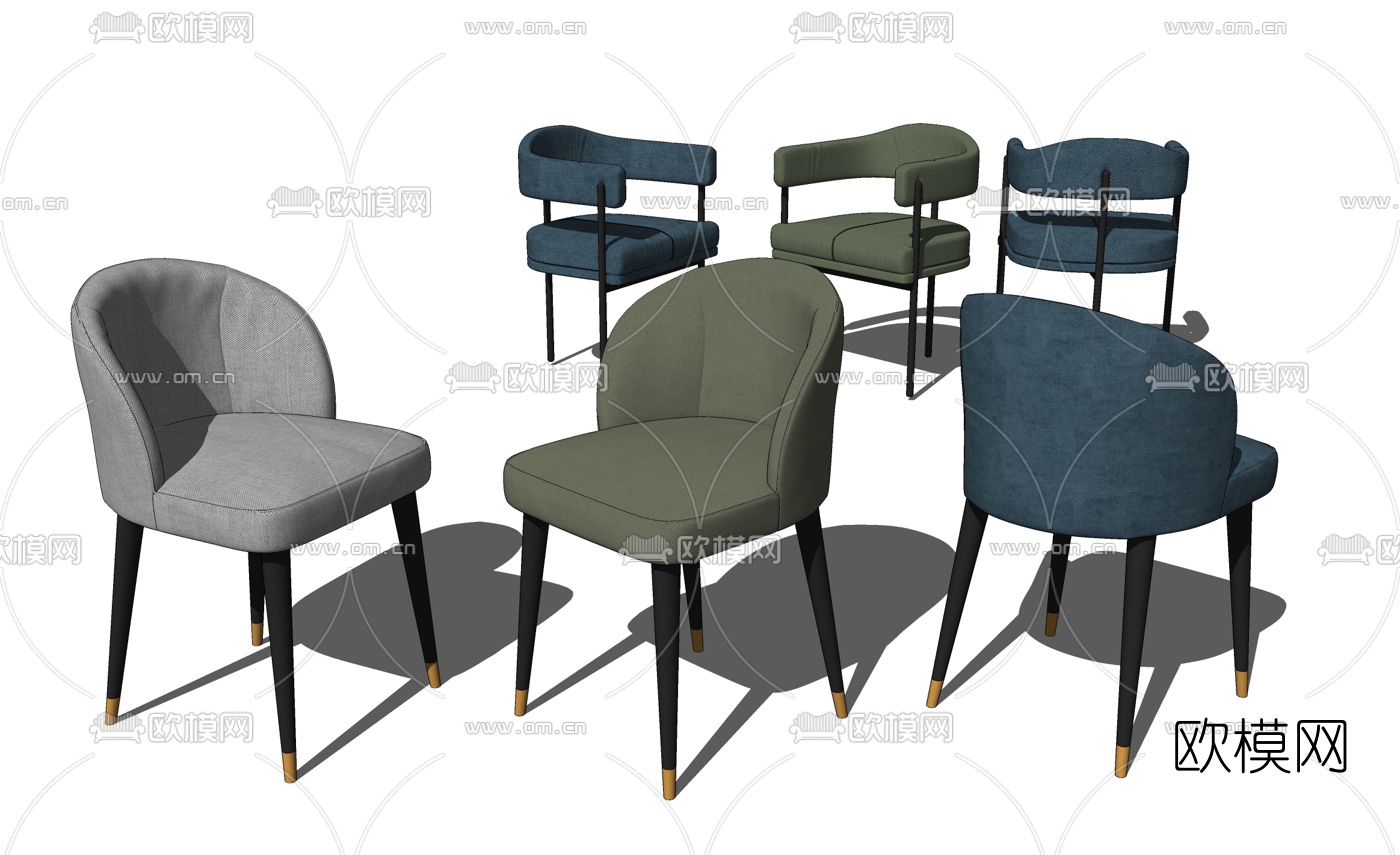 现代布艺休闲椅su模型下载