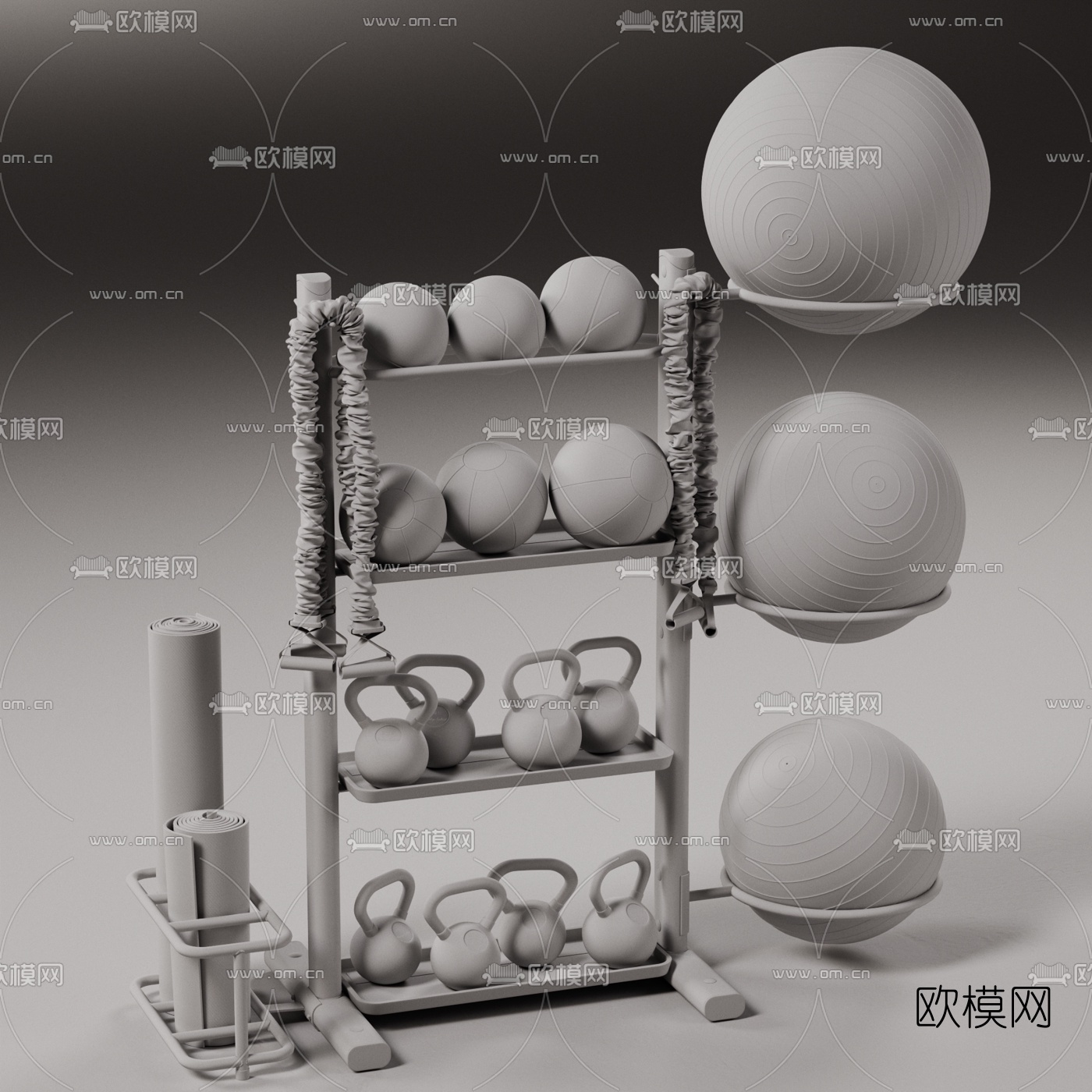 现代瑜伽毯健身设备3d模型下载（渲染图2）