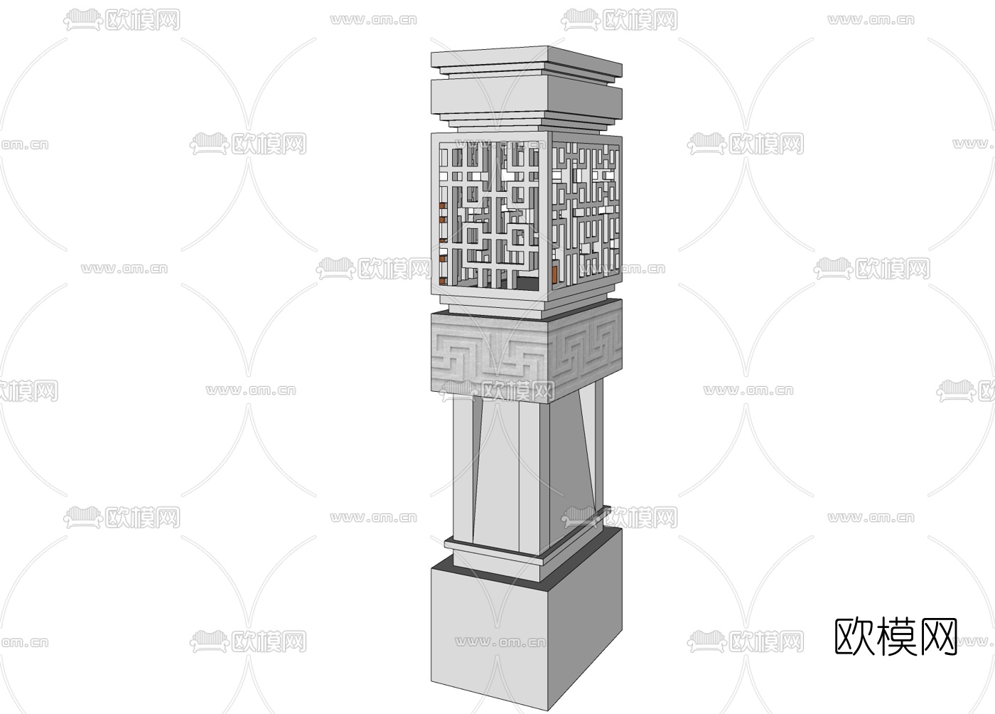 新中式景观灯免费su模型下载