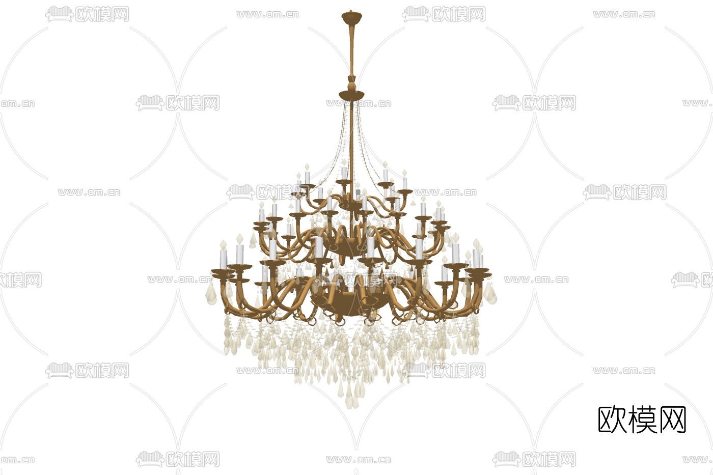 欧式金属水晶吊灯免费su模型下载