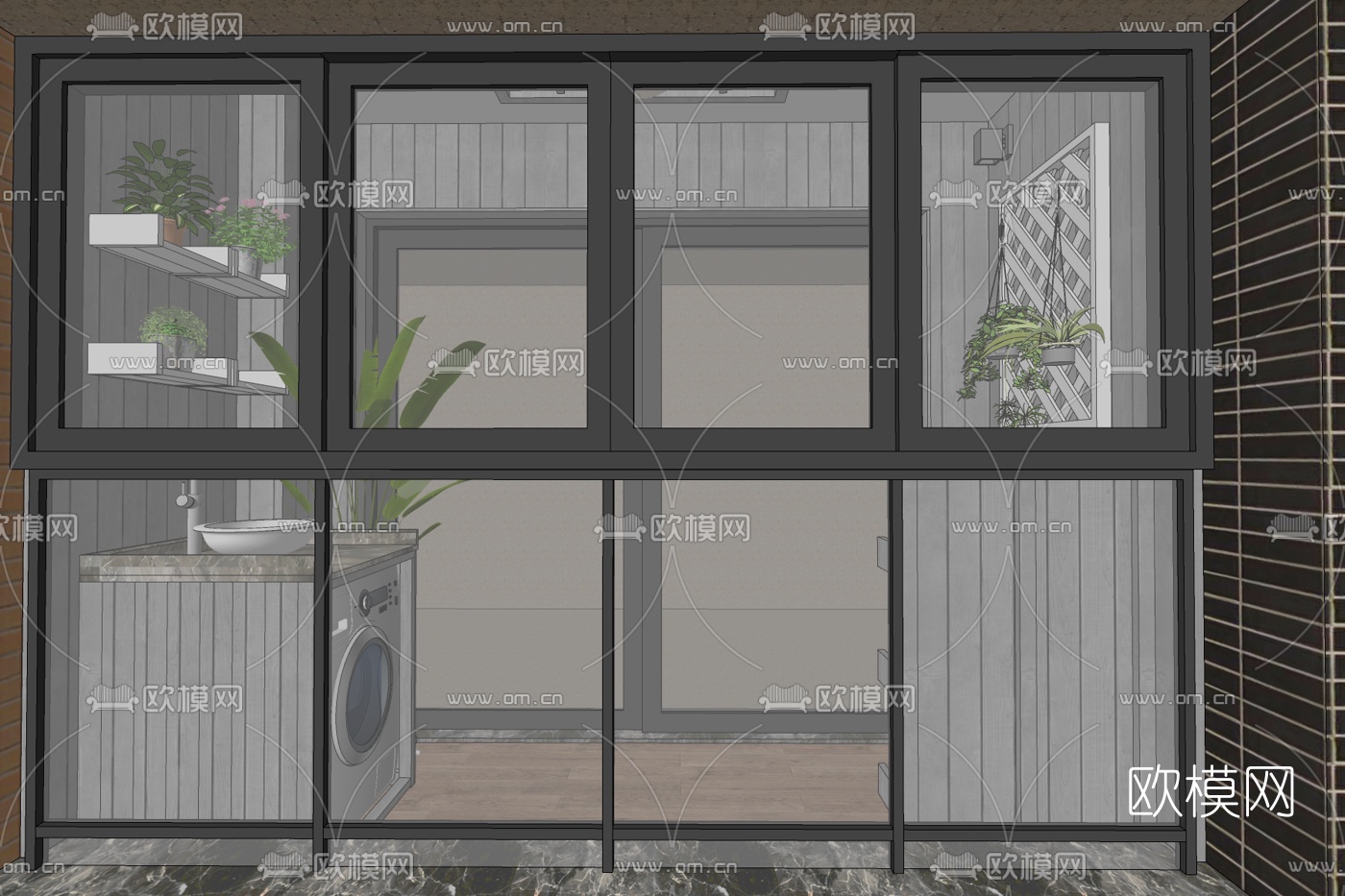 现代阳台免费su模型下载