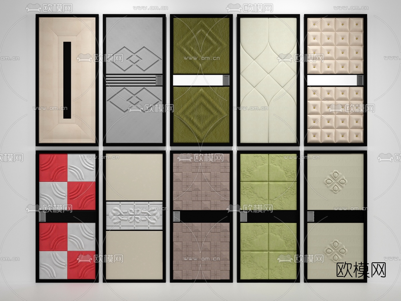 现代皮革硬包衣柜门板3d模型下载