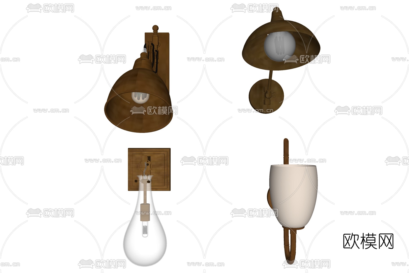 现代金属壁灯免费su模型下载