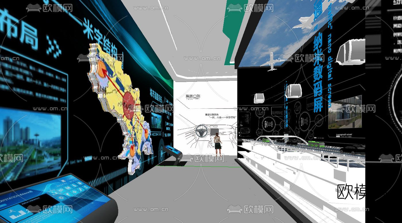 现代交通规划展厅su模型下载（渲染图3）