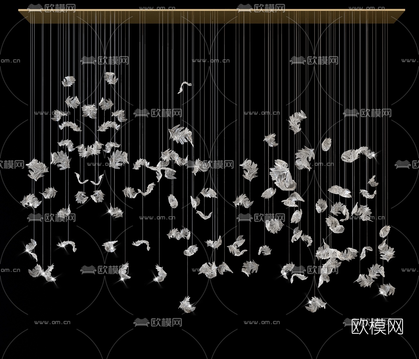 现代水晶羽毛装饰灯3d模型下载