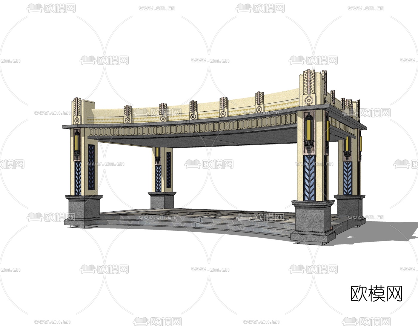 新古典小区门头免费su模型下载