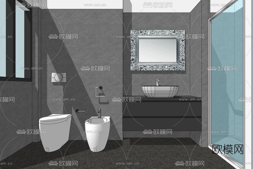 现代卫生间免费su模型下载_ID10358093_sketchup模型下载-欧模网