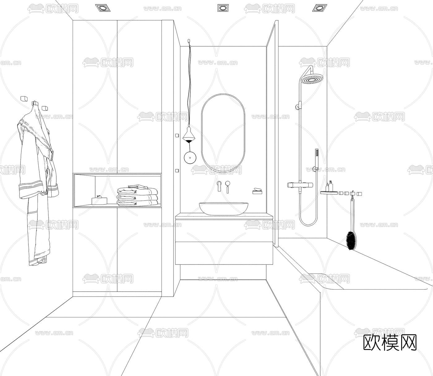 现代卫生间浴室3d模型