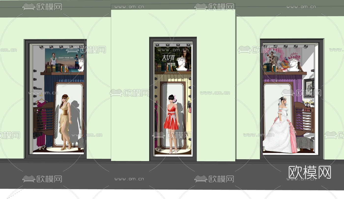 欧式服装店橱窗su模型下载（渲染图2）