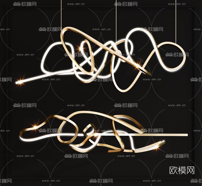 现代金属异型吊灯3d模型下载_ID10344593_3dmax免费模型-欧模网
