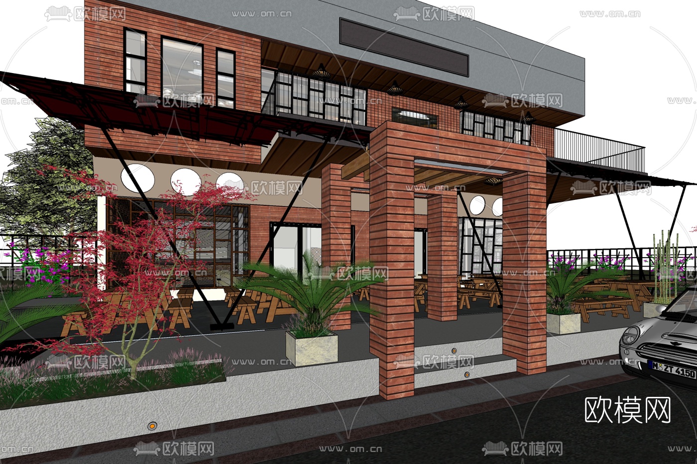 新中式奶茶店免费su模型下载