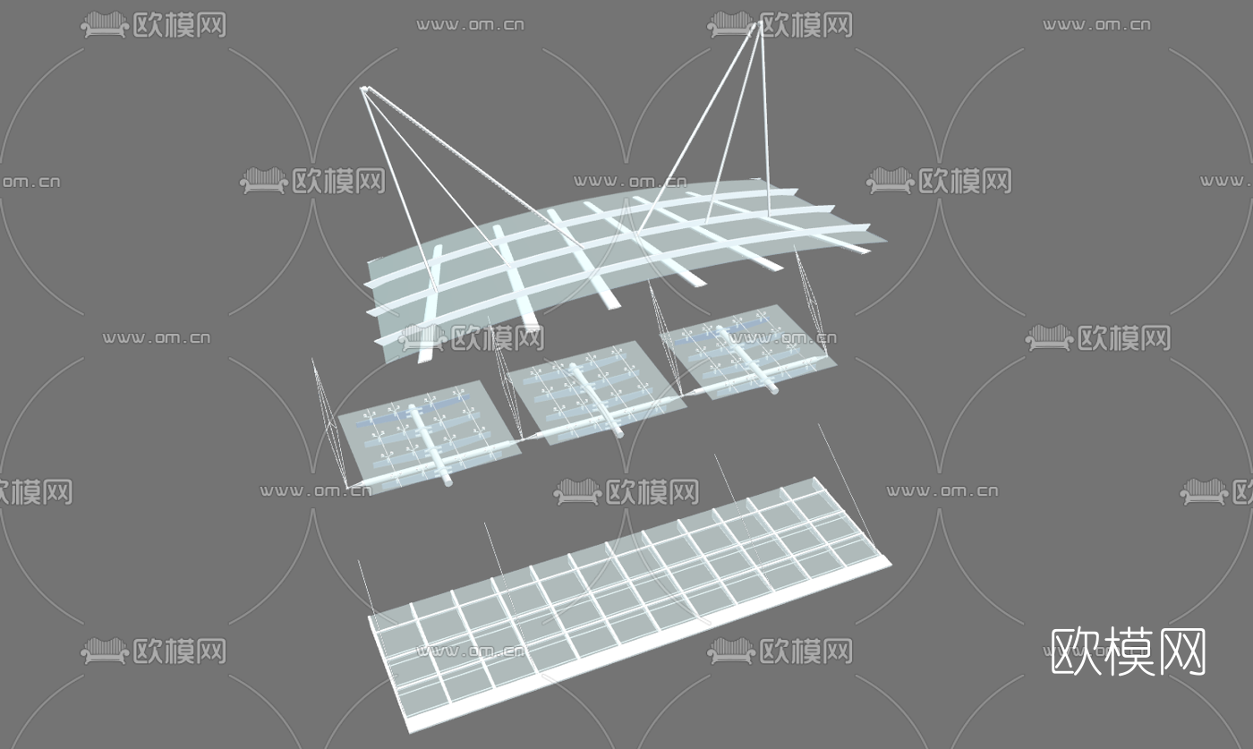 现代玻璃雨棚su模型