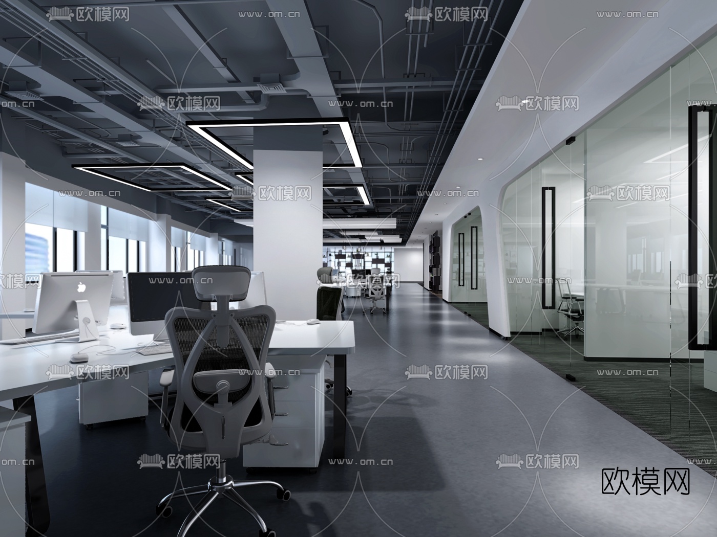 现代办公室办公区3d模型
