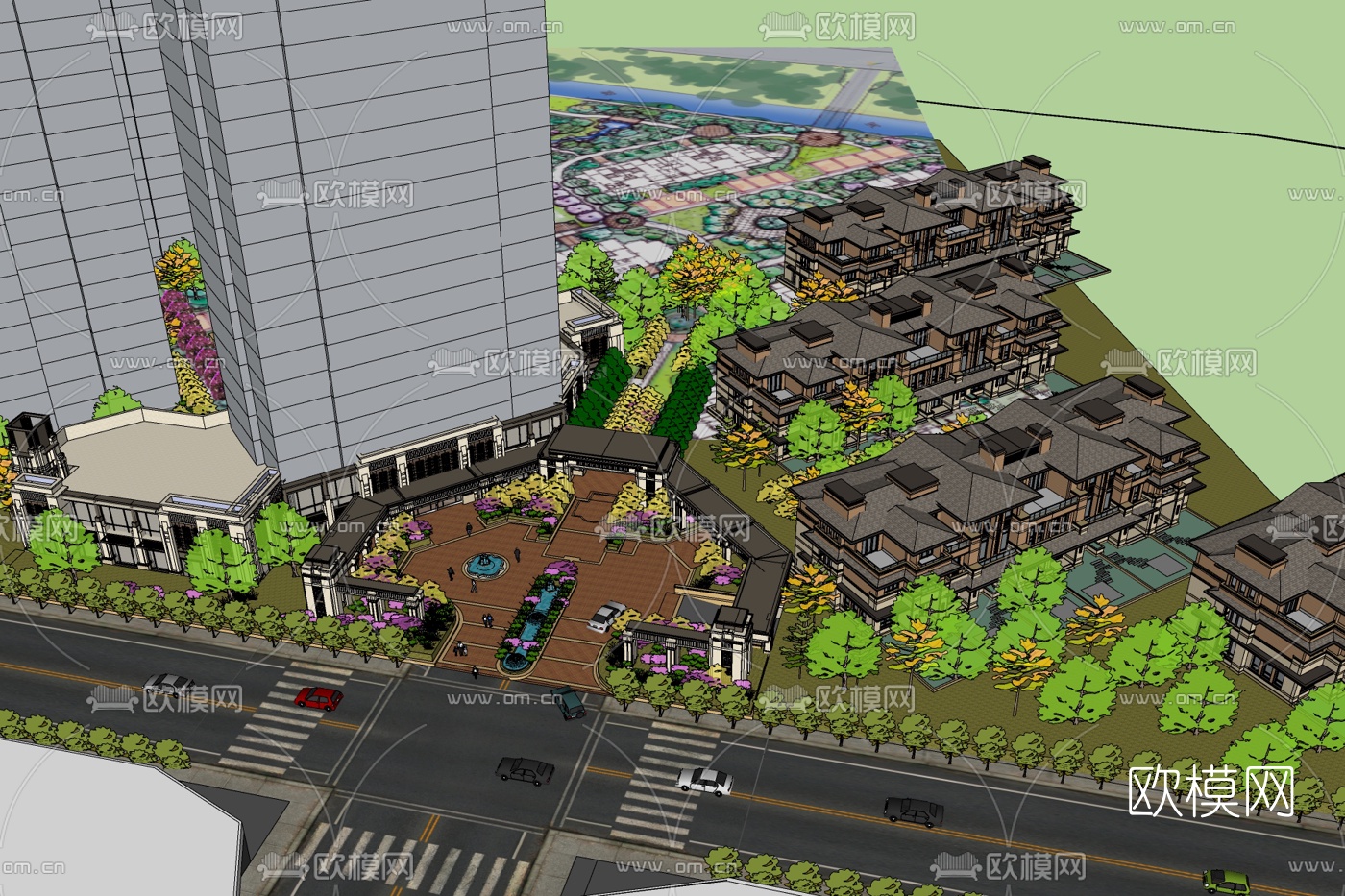 欧式别墅规划免费su模型下载