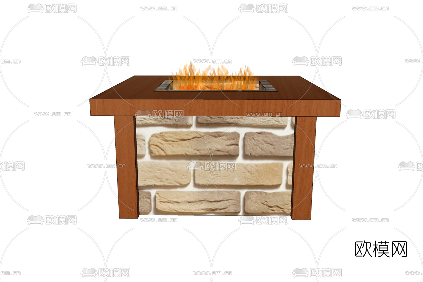 现代实木壁炉免费su模型下载