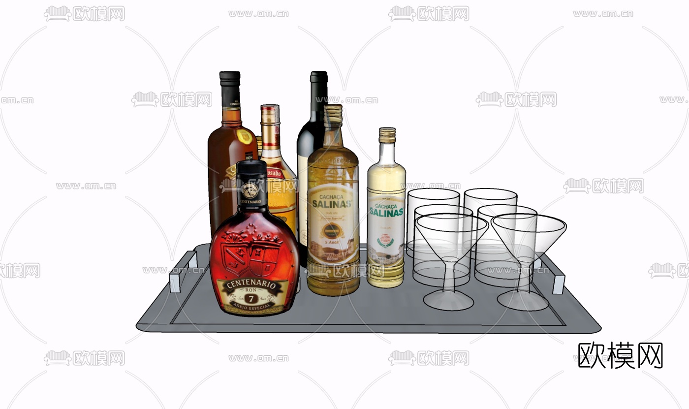 现代酒水免费su模型下载