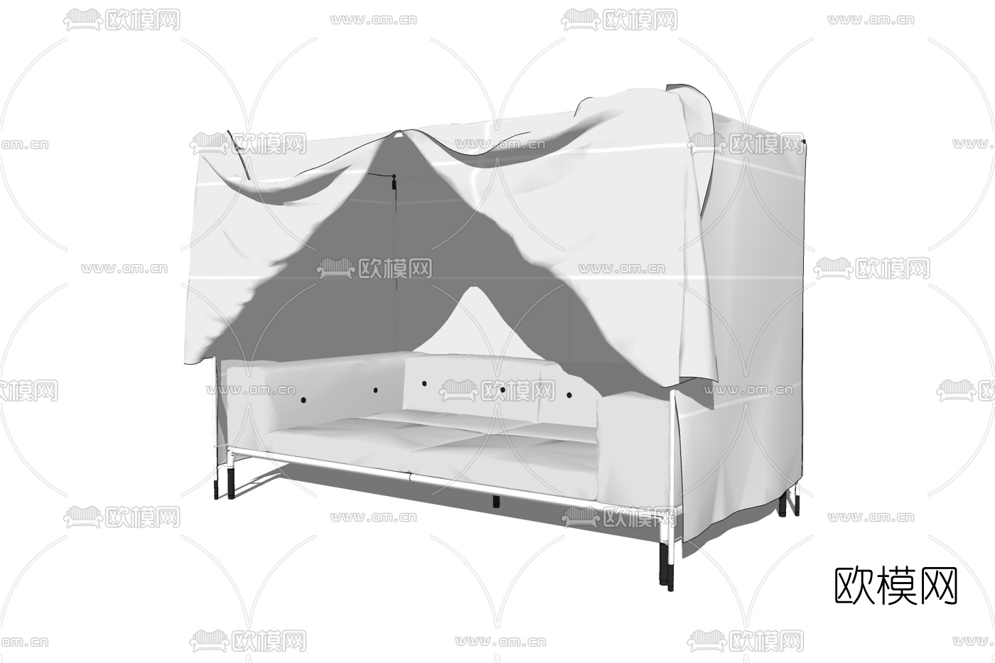 现代布艺户外沙发免费su模型下载