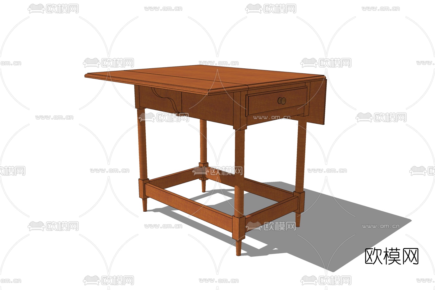 现代实木书桌免费su模型下载