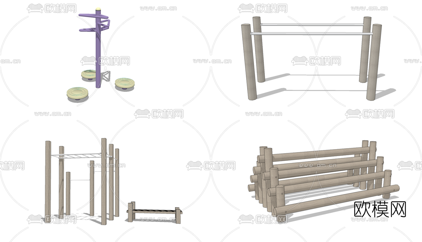 现代户外运动器材su模型下载