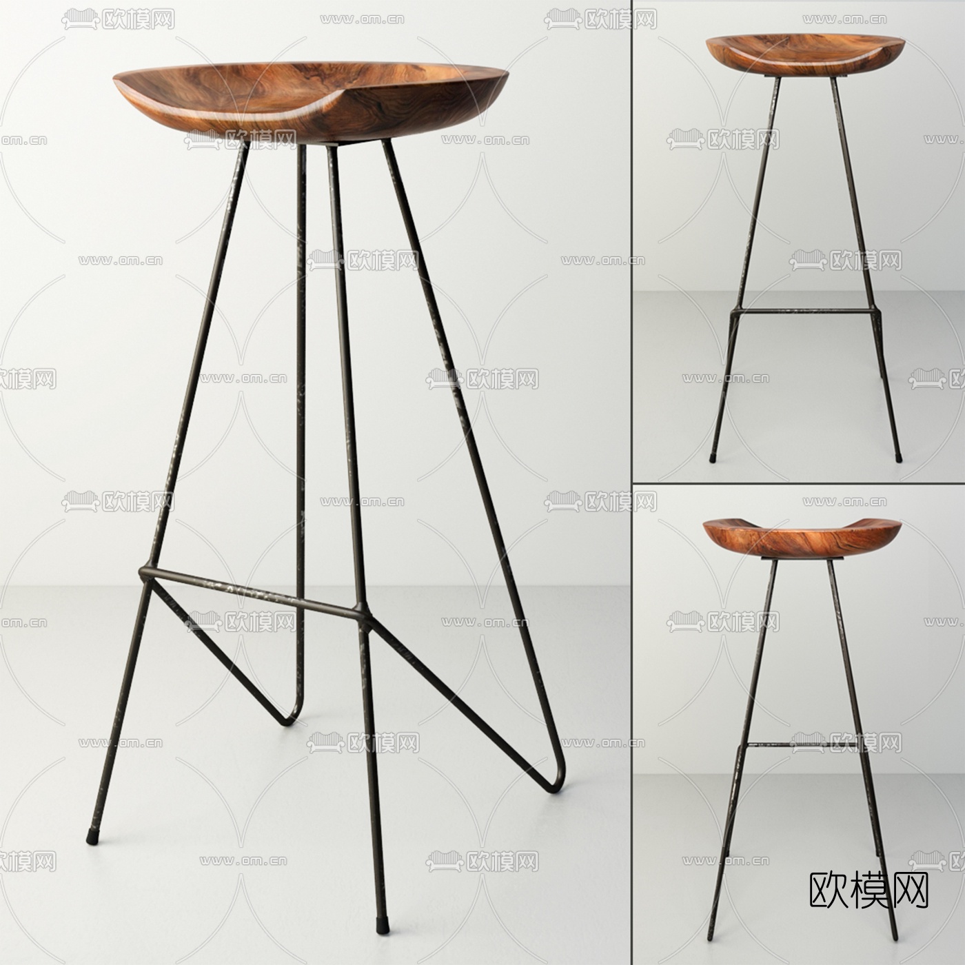 工业风铁艺吧椅3d模型下载
