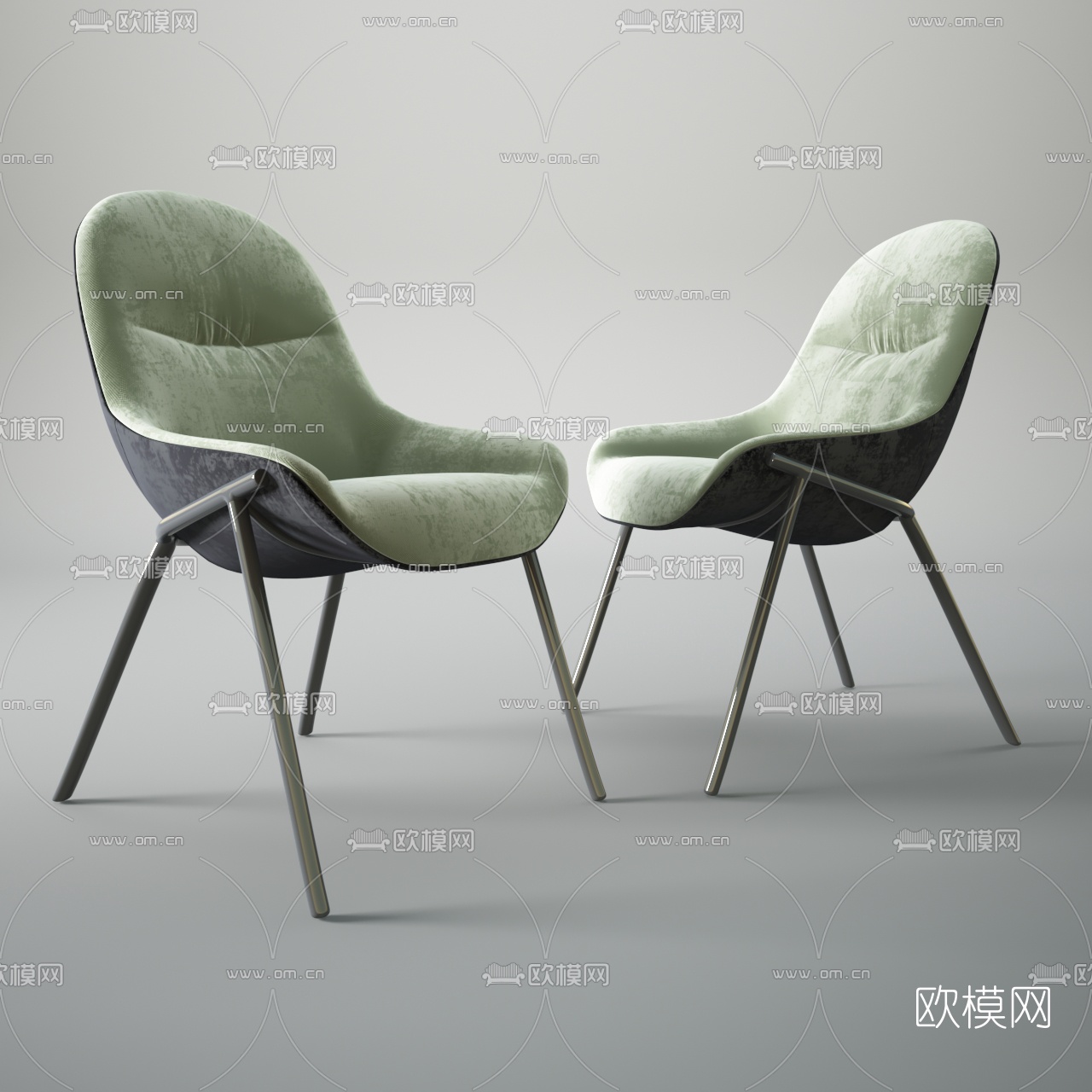 现代绒面休闲椅3d模型