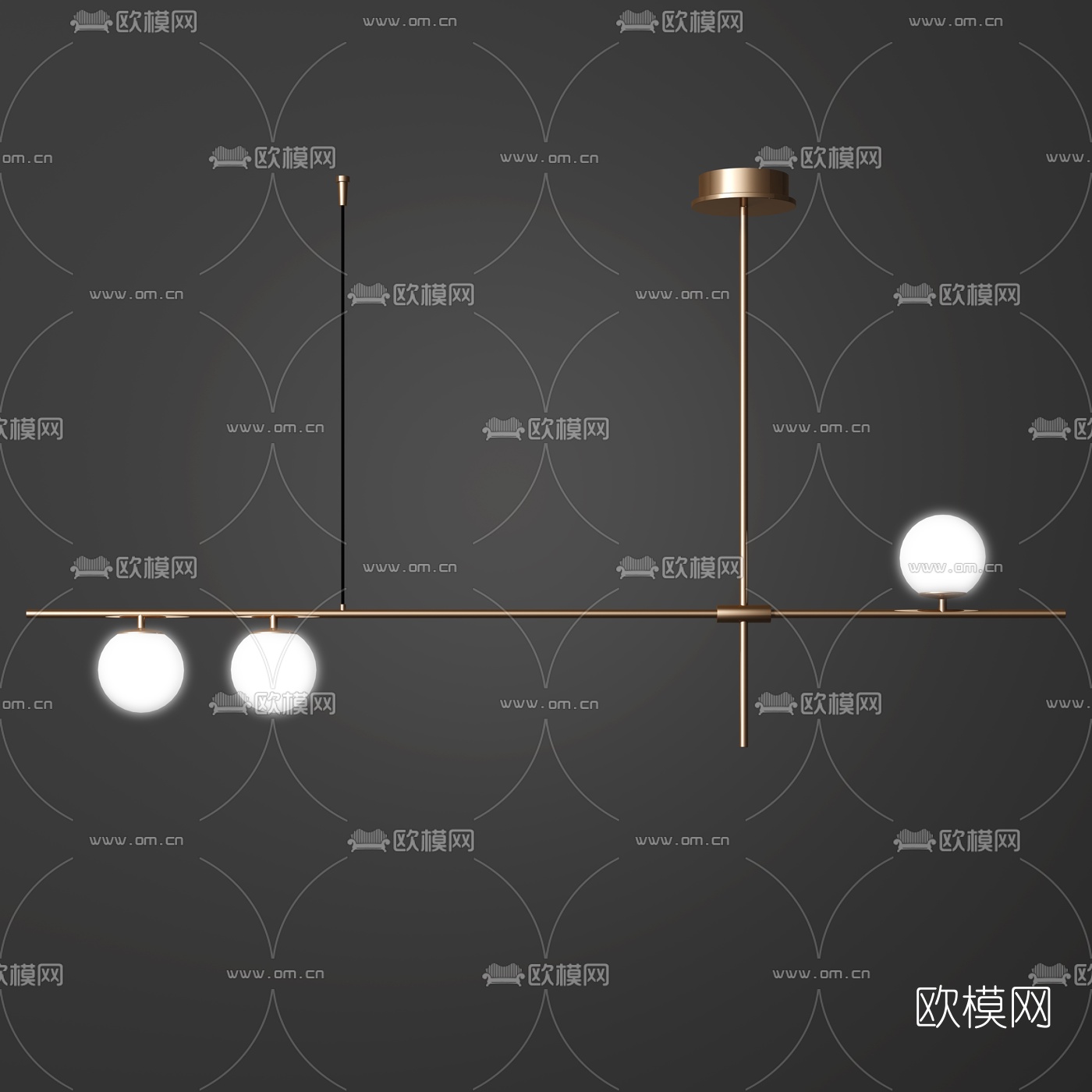 现代金属吊灯组合3d模型